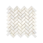 Afyon White Marble 1x2 Polished Herringbone Mosaic Tile - TILE & MOSAIC DEPOT