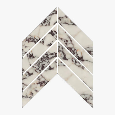 Calacatta Viola Marble 2x8 Chevron Polished Mosaic Tile - TILE & MOSAIC DEPOT