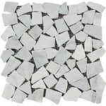 White Carrara Marble Flat Pebble / Paledian (Random Broken) Mosaic Tile - TILE & MOSAIC DEPOT