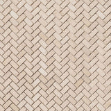 Ivory Travertine 1x2 Herringbone Tumbled Mosaic Tile - TILE AND MOSAIC DEPOT