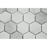 Bianco Caldo Mugla White 2x2 Hexagon Polished Mosaic Tile - TILE & MOSAIC DEPOT