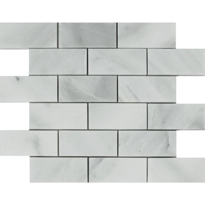 Bianco Caldo Mugla White 2x4 Polished Mosaic Tile - TILE & MOSAIC DEPOT