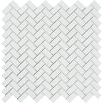 Thassos White Marble Mini Herringbone Polished Mosaic Tile - TILE & MOSAIC DEPOT
