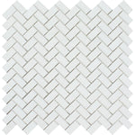 Thassos White Marble Mini Herringbone Polished Mosaic Tile - TILE & MOSAIC DEPOT