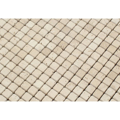 Ivory Travertine 5/8x5/8 Tumbled Mosaic Tile - TILE & MOSAIC DEPOT