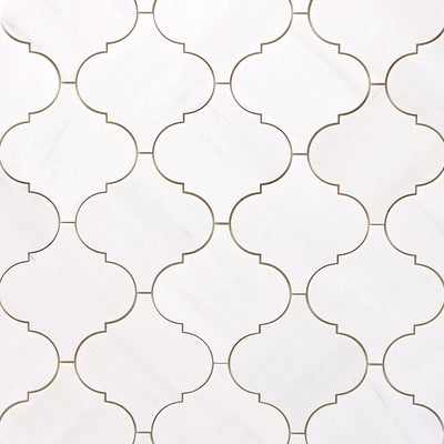 Bianco Dolomite Marble Lantern (Arabesque) 6" Polished Mosaic Tile - TILE & MOSAIC DEPOT