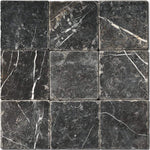 Nero Marquina Marble 4x4 Tumbled Tile - TILE & MOSAIC DEPOT