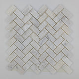 Bianco Caldo Mugla White 1x2 Herringbone Polished Mosaic Tile - TILE & MOSAIC DEPOT