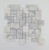 Bianco Caldo Mugla White Micro Mini Pattern Polished Mosaic Tile - TILE & MOSAIC DEPOT