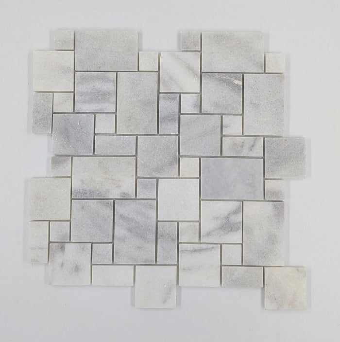Bianco Caldo Mugla White Micro Mini Pattern Polished Mosaic Tile - TILE & MOSAIC DEPOT