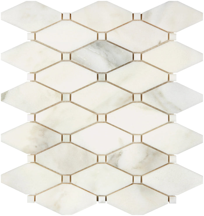 Calacatta Oliva Marble Octave Long Octagon Polished Mosaic Tile - TILE & MOSAIC DEPOT
