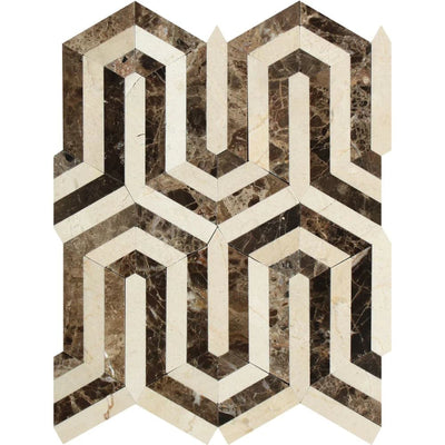 Emperador Dark and Crema Marfil Marble Berlinetta Honed Mosaic Tile - TILE & MOSAIC DEPOT