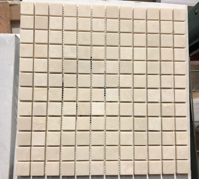 Botticino Beige Marble 1x1 Polished Mosaic Tile - TILE & MOSAIC DEPOT