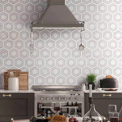 Georama Grigio Polished Hexagon Mosaic Tile - TILE & MOSAIC DEPOT