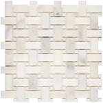 Calacatta Oliva Marble Basketweave Polished Mosaic Tile - TILE & MOSAIC DEPOT