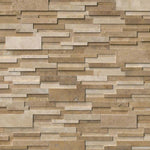 Ivory & Noce Travertine Blend HONED 6X18 Stacked Stone Ledger Panel Corner
