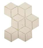 Crema Marfil Marble Rhombus 3D Polished Mosaic Tile - TILE & MOSAIC DEPOT