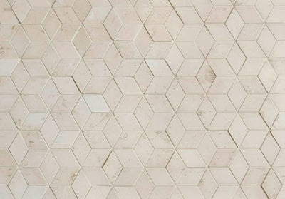 Crema Marfil Marble Rhombus 3D Polished Mosaic Tile - TILE & MOSAIC DEPOT