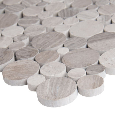 White Oak Marble Serenity Stone Polished 10 mm Pebble Mosaic Tile - TILE & MOSAIC DEPOT