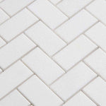 Thassos White Marble 1x2 Herringbone Polished Mosaic Tile - TILE AND MOSAIC DEPOT