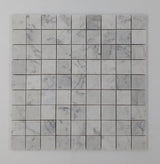 White Carrara Marble 1 1/8" x1 1/8" Polished Mosaic Tile (Clearance) - TILE & MOSAIC DEPOT