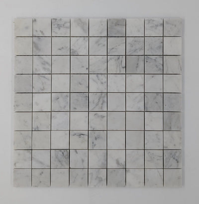White Carrara Marble 1 1/8" x1 1/8" Polished Mosaic Tile (Clearance) - TILE & MOSAIC DEPOT