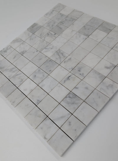 White Carrara Marble 1 1/8" x1 1/8" Polished Mosaic Tile (Clearance) - TILE & MOSAIC DEPOT