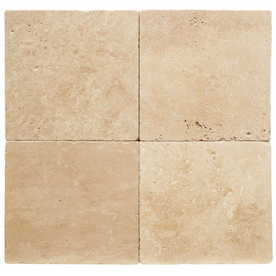 Ivory Travertine 12x12 3cm Tumbled Paver - TILE AND MOSAIC DEPOT
