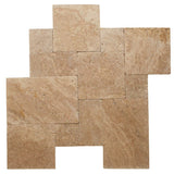 Walnut Travertine 3cm Paver Tumbled Versailles Pattern.