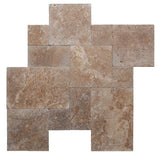 Noce Travertine Tumbled Versailles Pattern Tile - TILE AND MOSAIC DEPOT