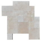Ivory Travertine 3cm Paver Tumbled Versailles Pattern - TILE AND MOSAIC DEPOT