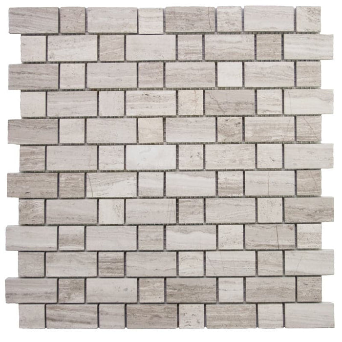 Haisa Light (White Oak) Marble Morse Honed Pattern Mosaic Tile - TILE AND MOSAIC DEPOT