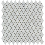 White Carrara Marble Polished 1x2 Diamond Mosaic Tile - TILE AND MOSAIC DEPOT