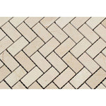 Crema Marfil Marble Mini Herringbone Polished Mosaic Tile - TILE AND MOSAIC DEPOT