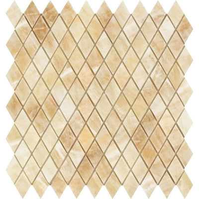 Honey Onyx Polished 1x2 Diamond Mosaic Tile - TILE & MOSAIC DEPOT
