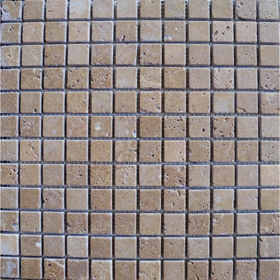 Noce Travertine 1x1 Tumbled Mosaic Tile - TILE AND MOSAIC DEPOT