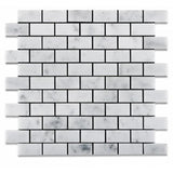 White Carrara Marble 1x2 Polished Mosaic Tile - TILE AND MOSAIC DEPOT
