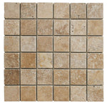 Noce Travertine 2x2 Tumbled Mosaic Tile - TILE AND MOSAIC DEPOT