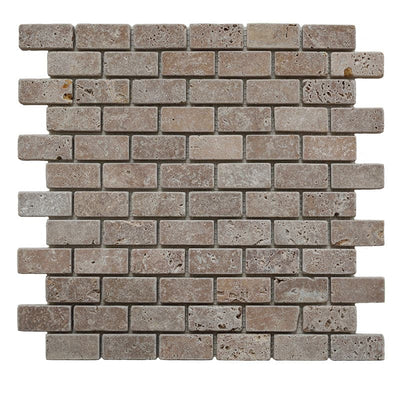 Noce Travertine 1x2 Tumbled Mosaic Tile - TILE AND MOSAIC DEPOT