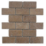 Noce Travertine 2x4 Tumbled Mosaic Tile - TILE AND MOSAIC DEPOT