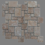 Walnut Travertine Micro Mini Pattern Tumbled Mosaic Tile - TILE AND MOSAIC DEPOT