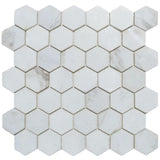 Calacatta Amber Marble 2x2 Hexagon Polished Mosaic Tile - TILE AND MOSAIC DEPOT