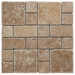Noce Travertine Mini Pattern Tumbled Mosaic Tile - TILE AND MOSAIC DEPOT