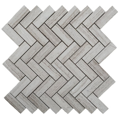 Haisa Light (White Oak) Marble 1x3 Herringbone Honed Mosaic Tile - TILE AND MOSAIC DEPOT