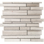 Haisa Light (White Oak) Marble Random Insert Strips Mosaic Tile - TILE AND MOSAIC DEPOT