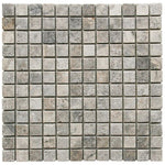 Silver Travertine 1x1 Tumbled Mosaic Tile - TILE AND MOSAIC DEPOT