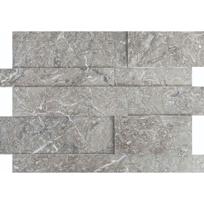 Mona Gray Marble 3D Honed Jumbo Wall Panel - TILE AND MOSAIC DEPOT