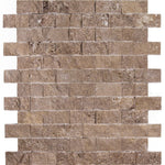 Noce Travertine 1x2 Split Face Mosaic Tile - TILE AND MOSAIC DEPOT