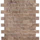 Noce Travertine 1x2 Split Face Mosaic Tile - TILE AND MOSAIC DEPOT