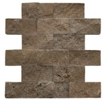 Noce Travertine 2x4 Split Face Mosaic Tile - TILE AND MOSAIC DEPOT